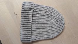 Rippstrickmütze Baumwolle hellgrau 47-49