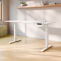 Höhenverstellbare wiissi Schriibtisch vo Ofinto Elevate Desk