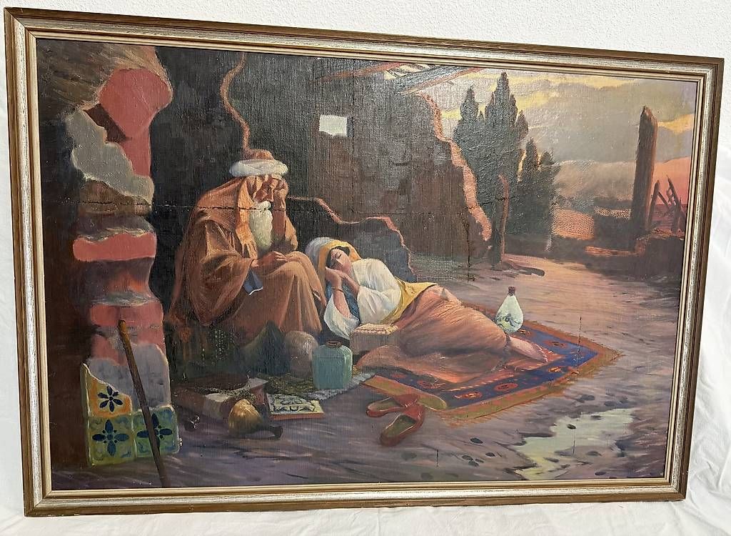 Gemälde: Orientalisches Lager im Abendlicht um 1900 – Gebraucht aus Fahrwangen von Dirk.Gerlach