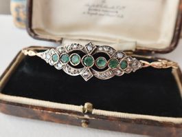 Antikes Armband aus Smaragden und Diamanten 14k gold