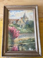 Aquarelle Vue de village Ecouché 1937 A Lecellier signée"