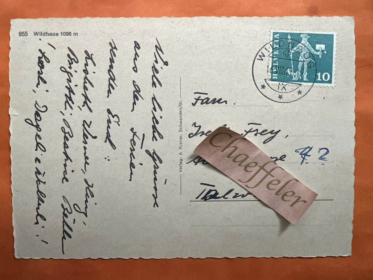Cartoline postali: 1963 Wildhaus 1098 m mit Stempel  – Usato da Zürich venduto da Chaeffeler 1