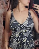 Lycra Schicker Tankini Gr.38/40, schwarz-grau-gelb gemustert