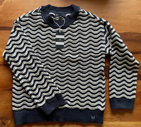 NEU Damen Pullover Gr. M (10) Blau-Weiss Wellenmuster