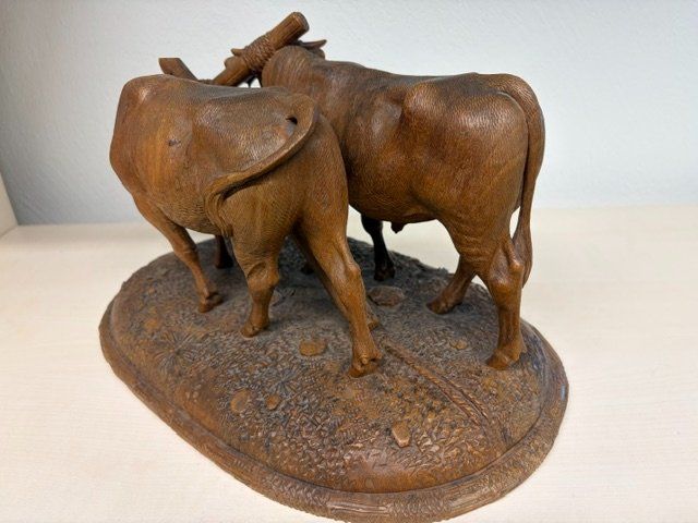Statuette: geschnitztes Ochsengespann, Brienz, Johann Huggler – Usato da Galgenen venduto da Crystaldisplay 7