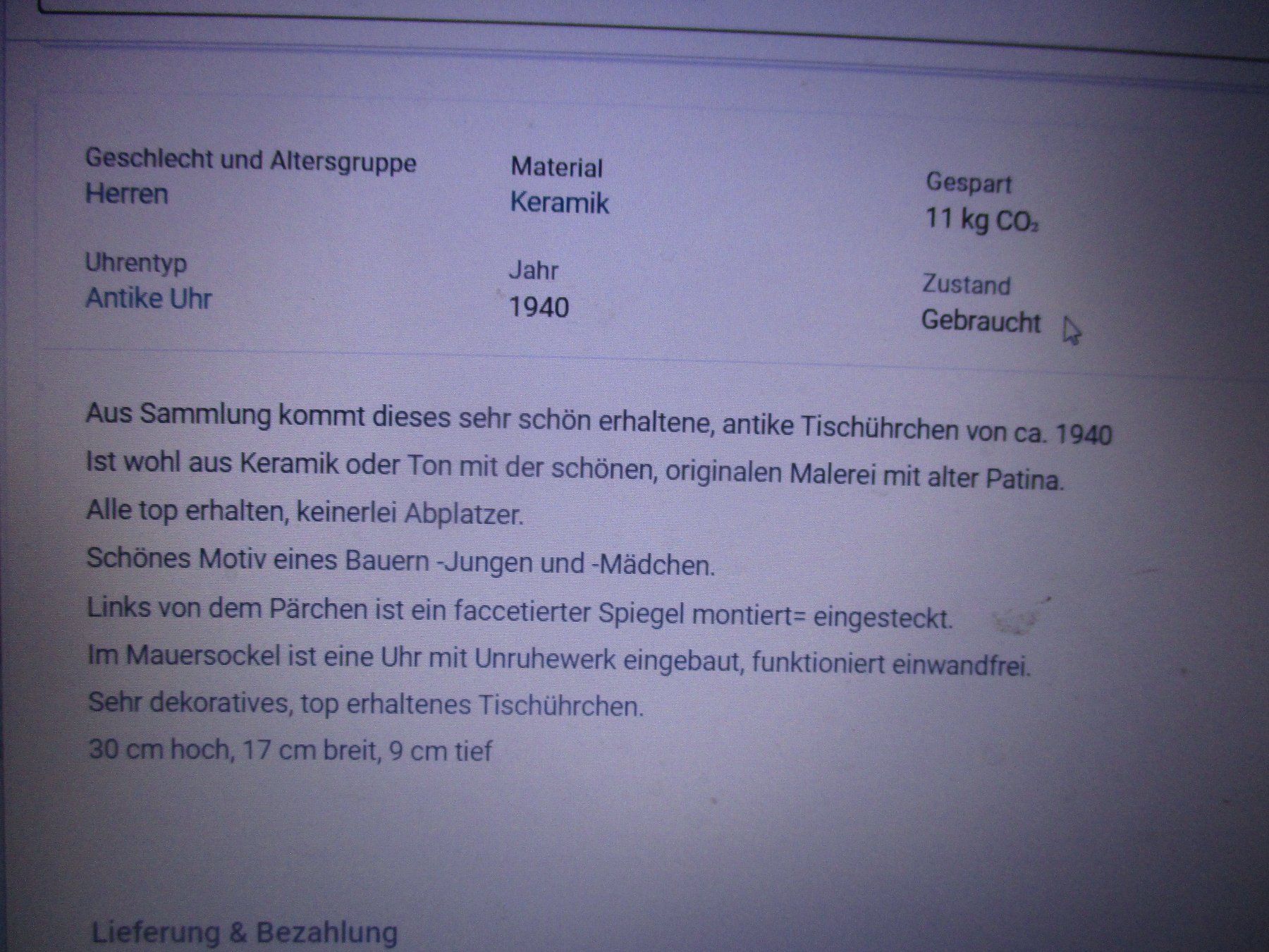 Orologi da terra & Orologi da parete: Tischuhr ( 1940 ) – Usato da Weier im Emmental venduto da waefler03 8