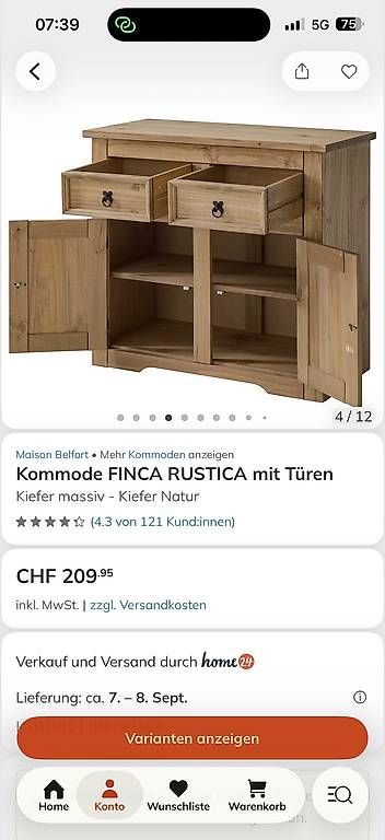 Kommoden: Kommode Kiefer massiv Natur – Gebraucht aus Rossrüti von Nure61 2
