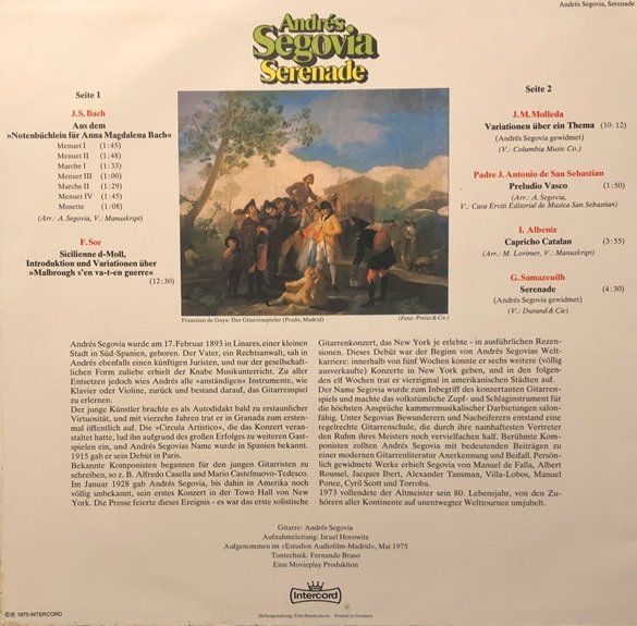 Dischi in vinile: Andrés Segovia - Serenade (LP) – Usato da Grüningen venduto da azulamarillo_vinyl 1