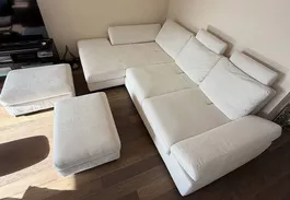 Poltronesofà Savazza L-Sofa mit Longchair, neuwertig, creme
