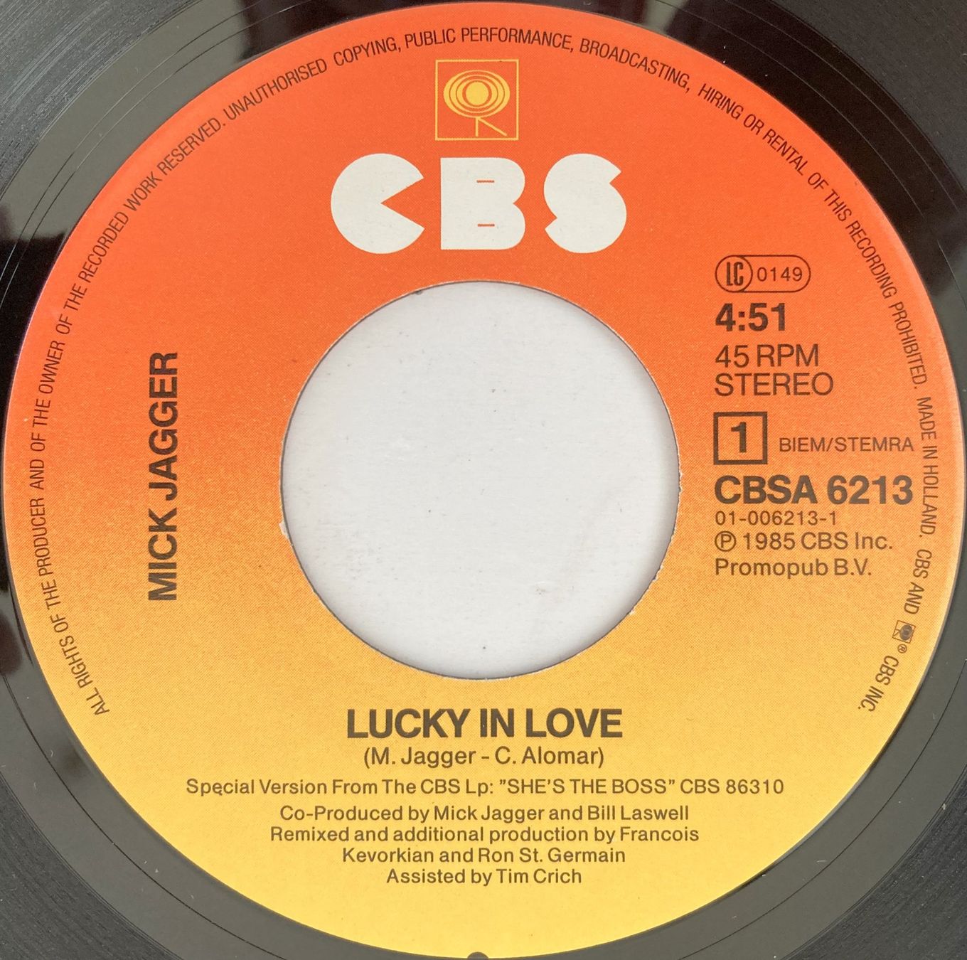 Dischi in vinile: ROLLING STONES / MICK JAGGER - LUCKY IN LOVE – Usato da Bottens venduto da hotter-than-hell 2