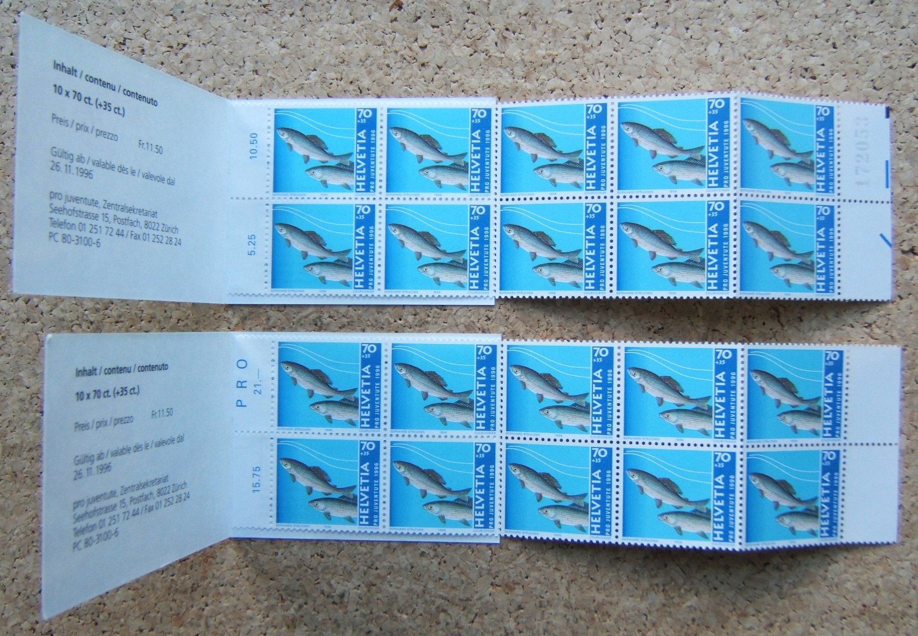 Tous les timbres: PRO JUVENTUTE 2 MARKENHEFTE 1996 PF – Neuf (Voir description) à Brunnen par Nonne04 1