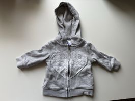 Sweat zipper gris avec cœur T3 mois