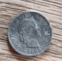Altes Schweizer 20 Rappen Stueck 1884 in gutem Zustand