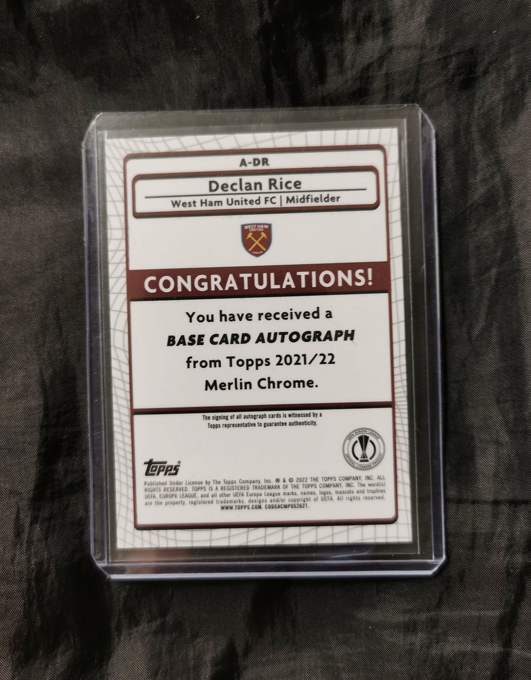 Topps Carte collezionabili: Topps Merlin Declan Rice Auto Trading Card – Usato da Ostermundigen venduto da DaCards 1
