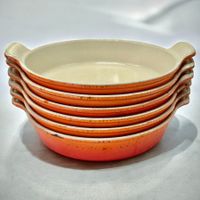 Lot de 6 ramequins anciens en fonte orange Le Creuset 22