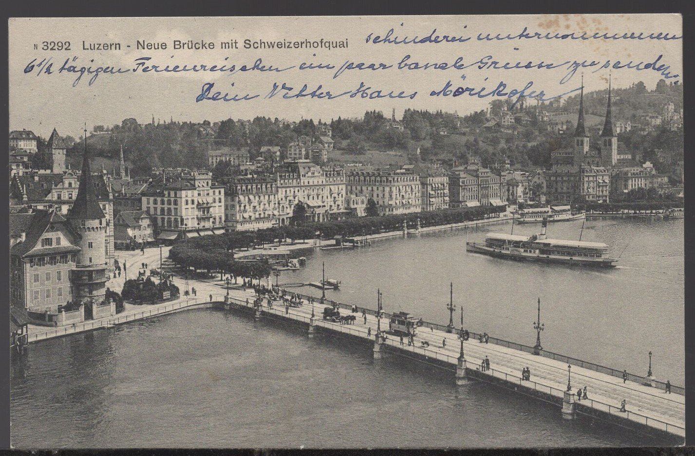 Cartes postales: Luzern - Neue Brücke mit Schweizerhof  1913 – D'occasion à Aarau par kufi44