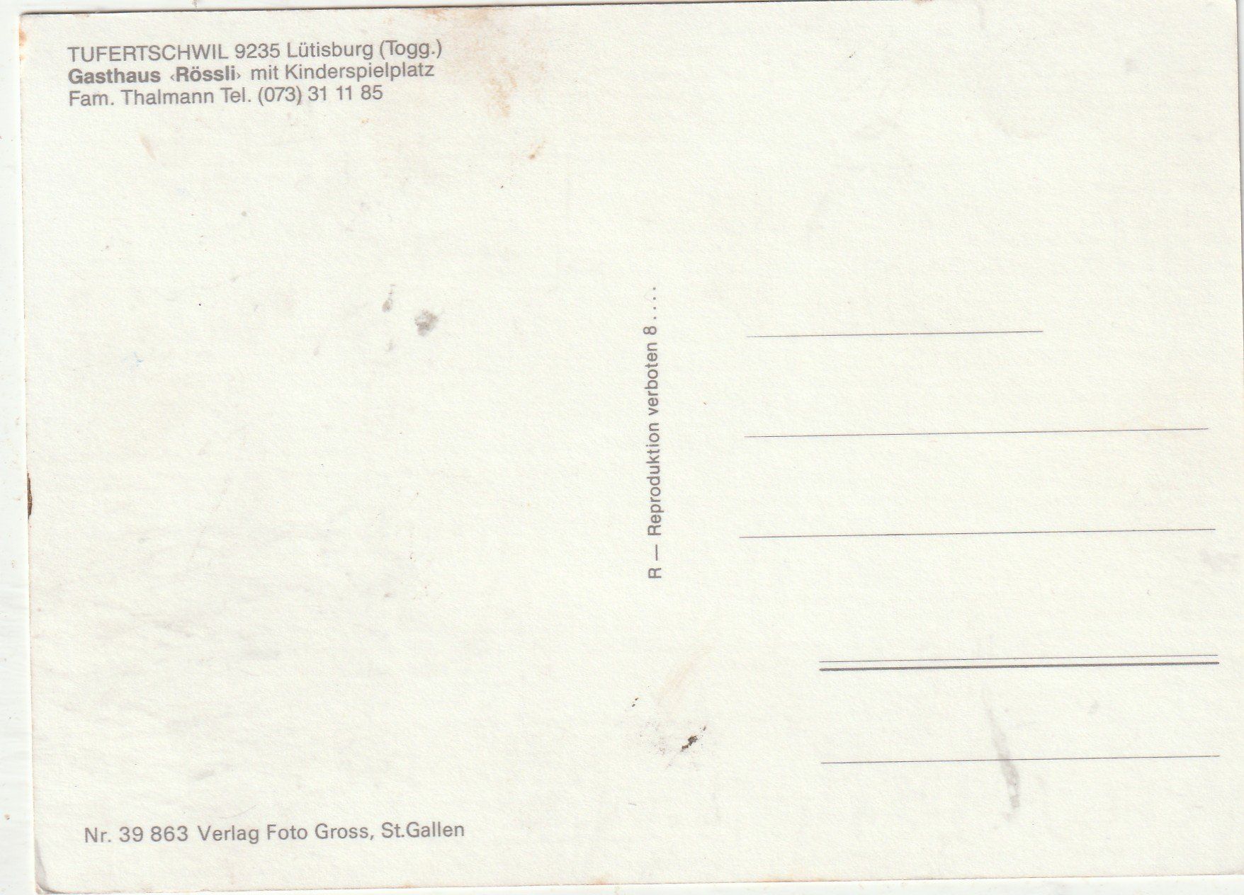 Cartoline postali: Tuperswil Gasthaus Rössli – Usato da Lumbrein venduto da made02 1