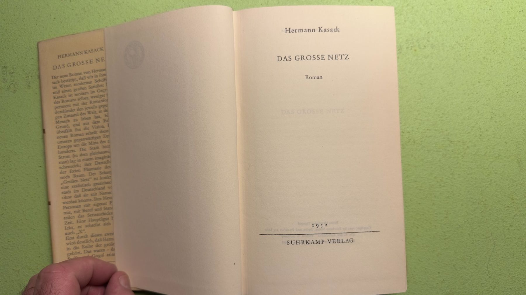 Libri: Hermann Kasack: Das grosse Netz. – Usato da Zürich venduto da allp 2