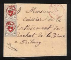 1850 Poste Locale Nr. 14Ia.1.01 ERSTDRUCK-Paar auf Brief