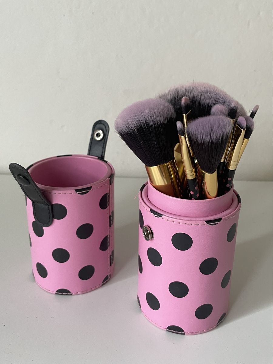 Make-up: Make-up Pinsel Set mit Etui rosa Punkte – Usato da Bern venduto da Corinn_na