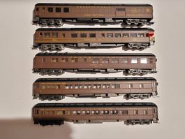 Lot de 5 wagons Pullman Pennsylvania HO Varrossi Oldtimer