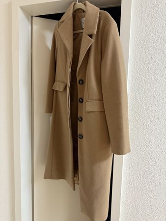 Damen Mantel YAS beige Knopfleiste langer Schnitt neu