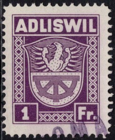 Tutti i francobolli: 1 Fr. Fiskalmarke der Gemeinde ADLISWIL – Usato da Eglisau venduto da Chperfins