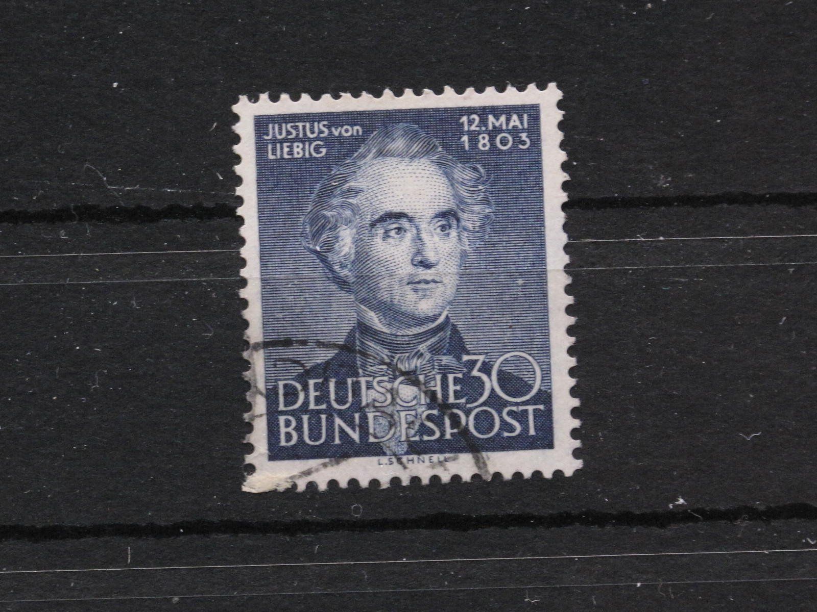 Alle Briefmarken: BRD 1953 Justus von Liebig gest. – Gebraucht aus Wil SG von fva01