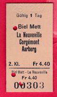 KARTON BILLETT, BIEL METT - AARBERG, 2.KLASSE, EINFACH, 1984