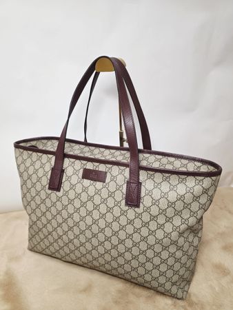 Gucci Tasche Shopper GG Supreme Canvas Leder Braun Bordeaux