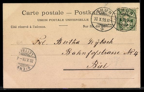 Cartes postales: AK Thun, Ortsansicht mit Schloss – D'occasion à Berlin par bartko-reher 1