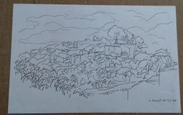 Zeichnung / Landschaft von Willi Fust 1984        (ID B1195)
