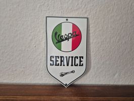 Emailschild Vespa Roller Service Werkstatt Emaille Schild