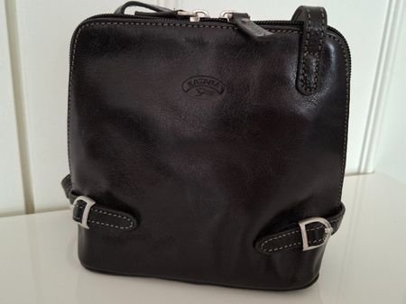 Sac bandoulière Katana cuir véritable noir – vintage