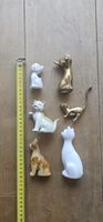 6 Porzellan und Metall Katzen Figuren gute Zustand