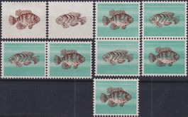 Versuchsdrucke "Fische" der PTT: 9 Werte ungebr./postfrisch