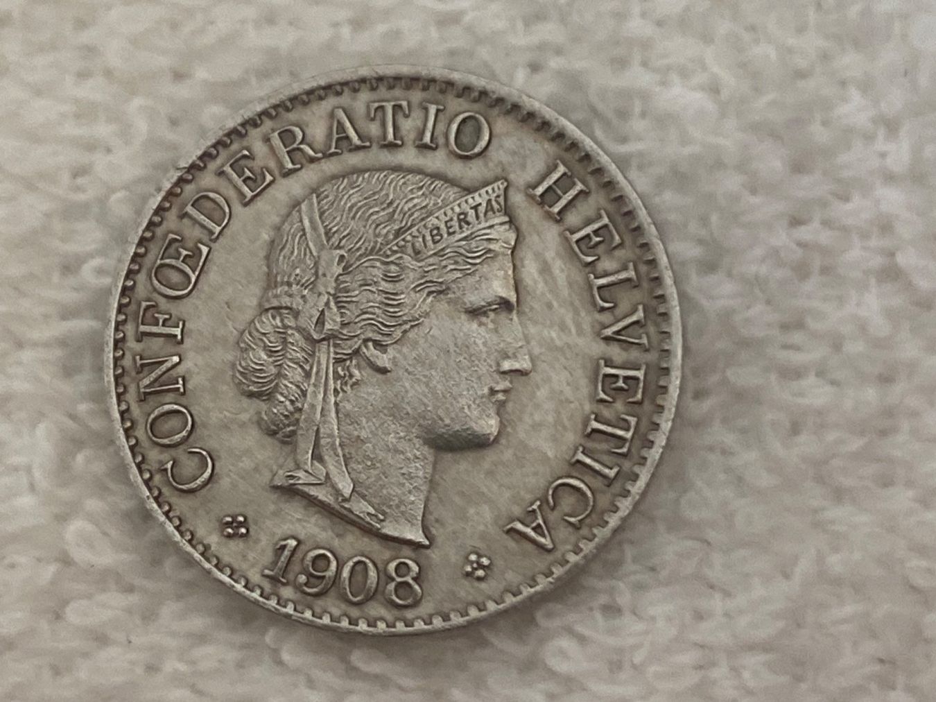 Alle Münzen: 5 centimes/Rappen 1908 – Gebraucht aus Nyon von Ilmi09