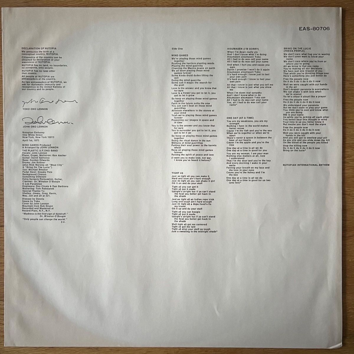 Dischi in vinile: John Lennon - Mind Games / Japan-Press. 1977 – Usato da Gais venduto da soundcave57 2