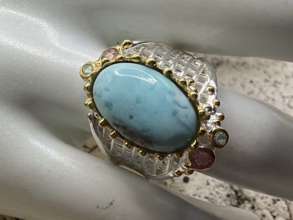 Ringe: Art Deco Stil Silberring mit Larimar, Gr.56 – Neu (gemäss Beschreibung) aus Luzern von S.Kern01 4