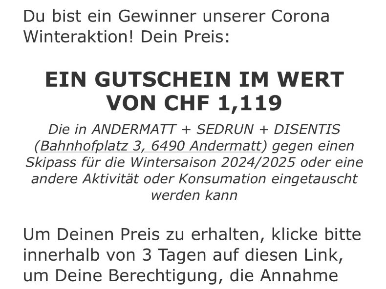 Buoni: Gutschein Andermatt – Nuovo e nell'imballaggio originale da St. Gallen venduto da mic_2jgm