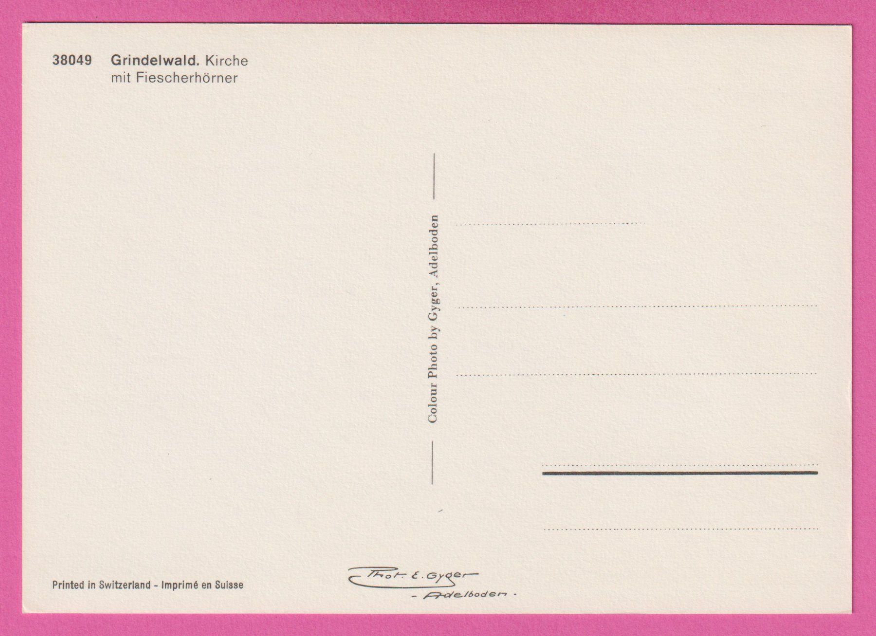 Cartoline postali: Grindelwald Kirche mit Fiescherhörner – Usato da Einsiedeln venduto da dillie 1