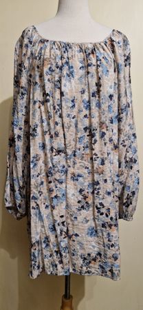 H&M Kleid, Grösse L, Beige/Blau, Blumenmuster, Top Zustand!