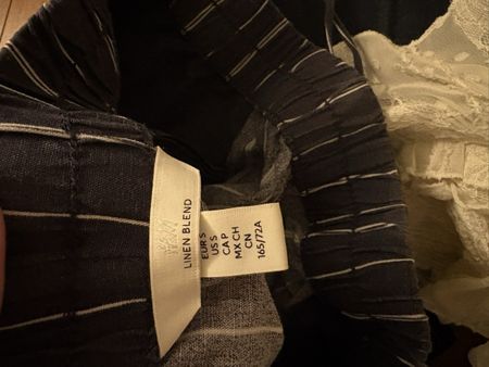 Pantalon en lin bleu rayé taille S