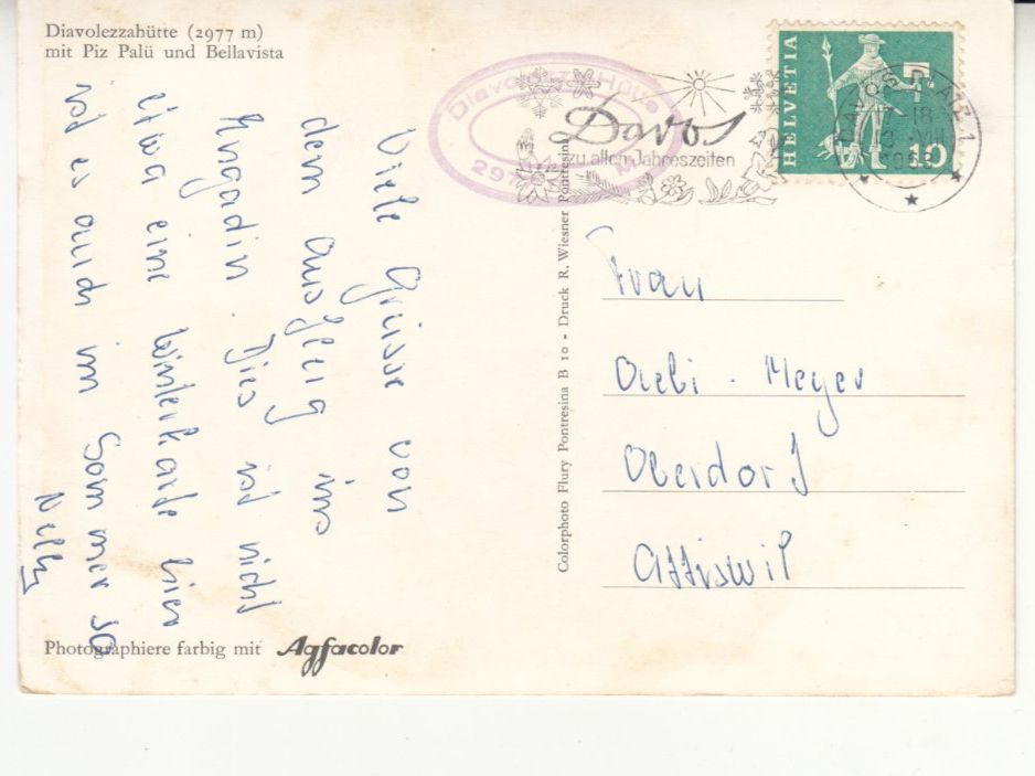 Cartoline postali: Diavolezzahütte 1963 – Usato da Bürglen TG venduto da StampGraf 1