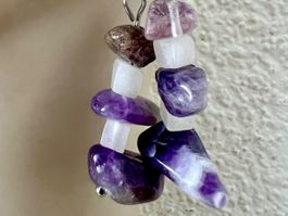 925 Silber-Ohrhänger mit Amethyst & Fluorit – Unikate