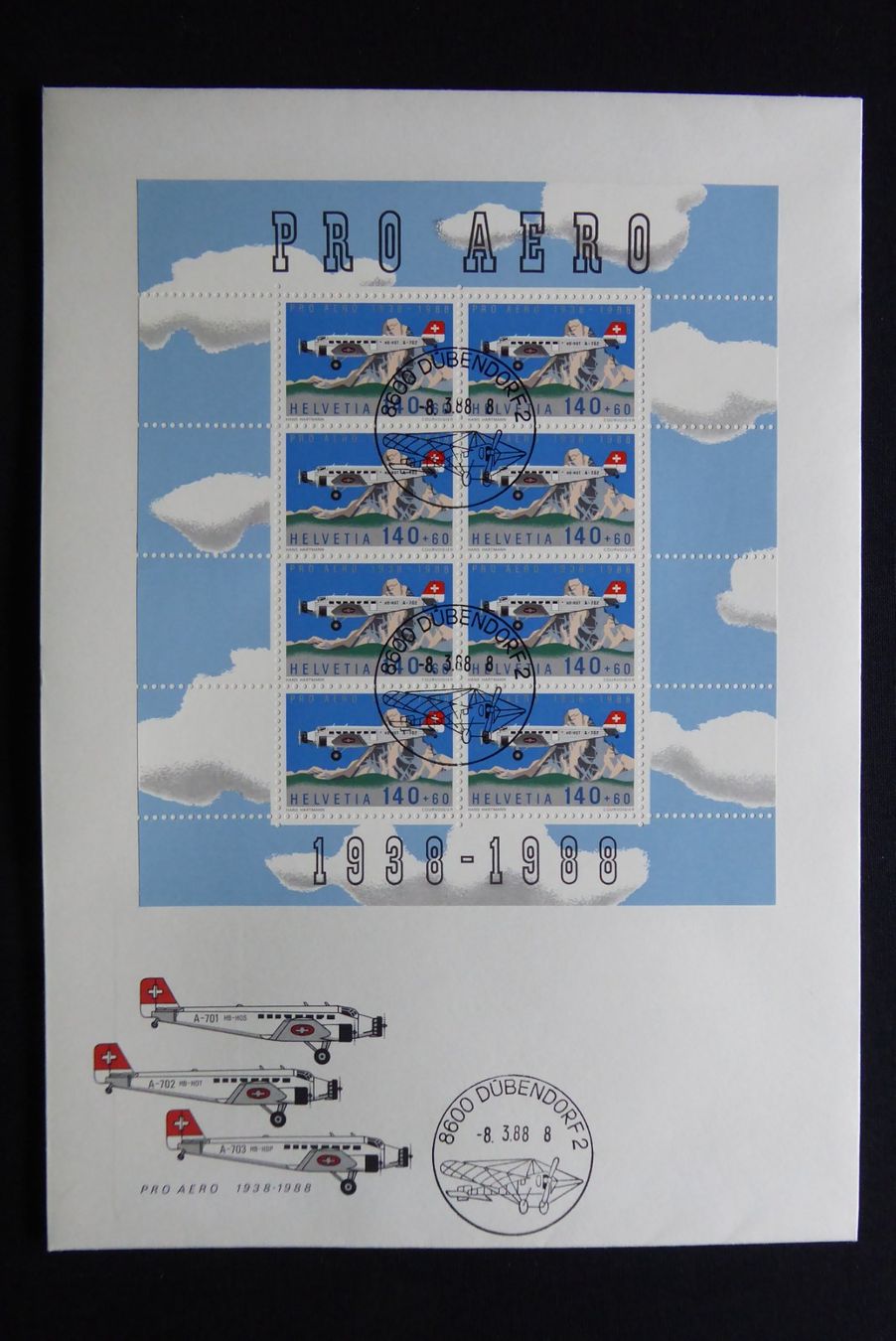 Tutti i francobolli: (F476) FDC 1988: Pro Aero Kleinbogen FO49 – Usato da Basel venduto da scholle50