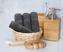 8 teilig Handtücher Set aus Baumwolle  (Grau)
