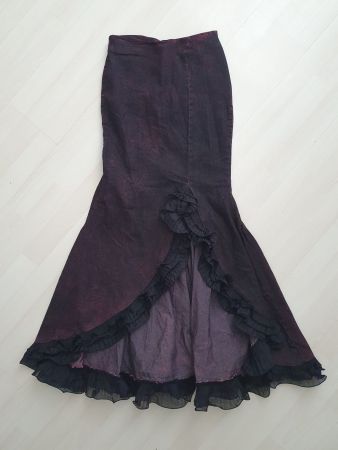 Lila Gothic Jeans Maxirock m. Volant Gr S *neu* "Andrea"