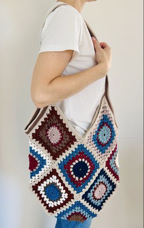 Handgehäkelte Granny Square Tasche bunt – Unikat, Boho Shopp