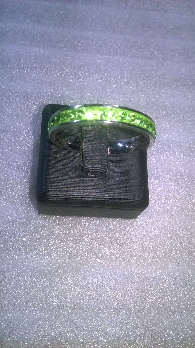 Anelli: ring edelsthal,,,316L edelsthal,,mit hellgrün kristall – Nuovo (secondo la descrizione) da Basel venduto da bijoutrie_4